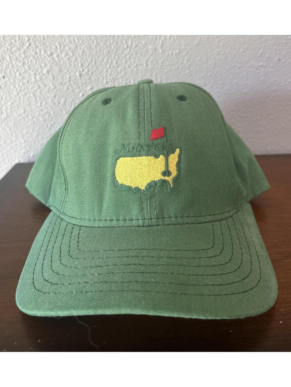 Vintage Green Masters Hat Ball Cap Leather Strap American Needle